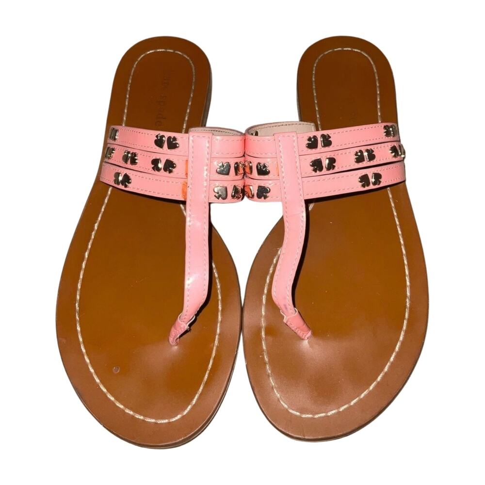 Kate Spade New York Patent Leather Studded Accents T-Strap Sandals Size 6.5